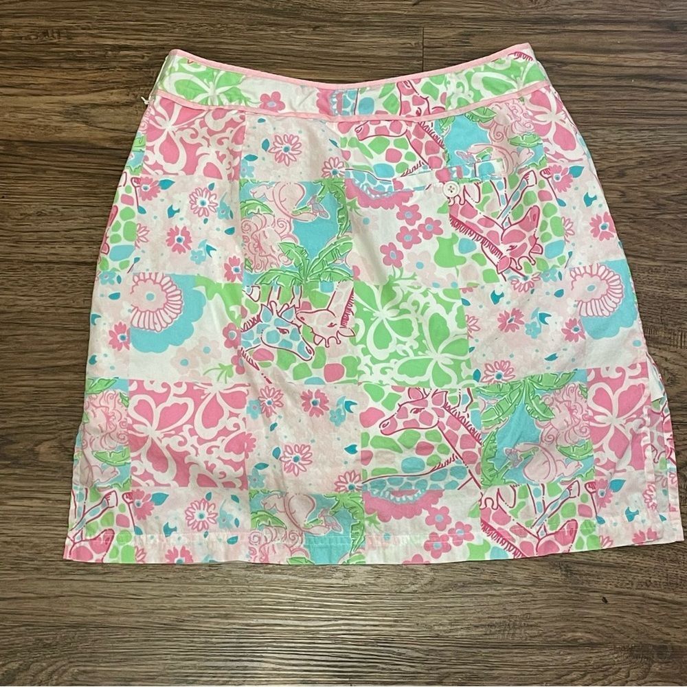 Lily Pulitzer Nuzzling Giraffe Skort Skirt Pink Green Blue White Size 4 - Picture 5 of 7